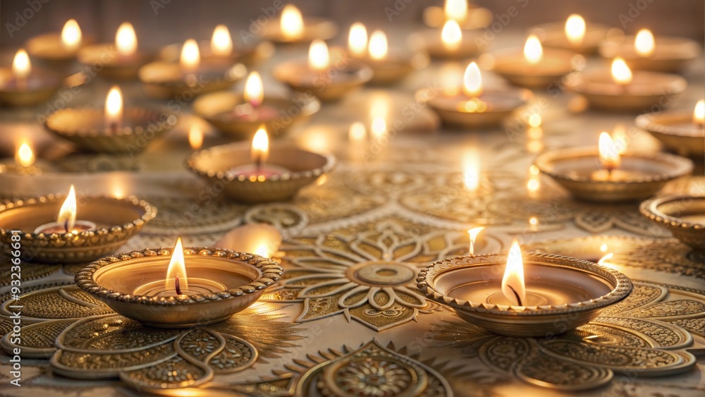 Diwali Diya Background with Glowing Oil Lamps and Warm Golden Light on Dark Backdrop, Festive and Spiritual Diwali Diya Background with Glowing Oil Lamps and Warm Golden Light on Dark Backdrop, Festive and Spiritual