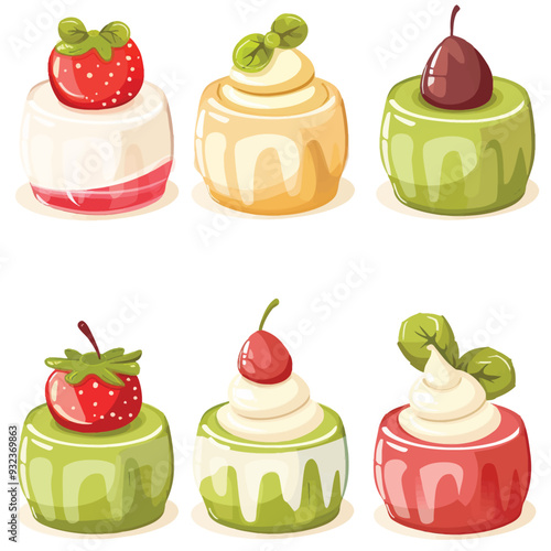 Vector Panna Cotta simple and mini