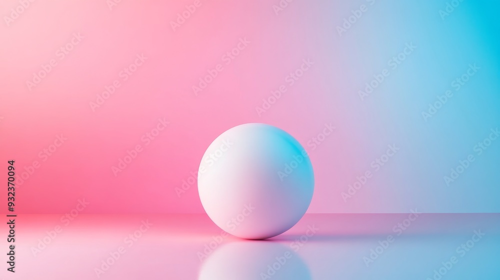 White sphere on pink and blue gradient White sphere on pink and blue gradient