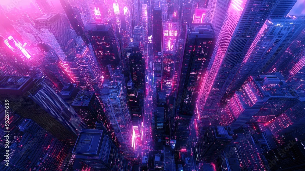 Neon Cityscape at Night Futuristic Urban Skyline with Glowing Lights Neon Cityscape at Night Futuristic Urban Skyline with Glowing Lights