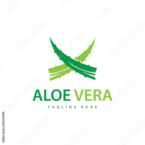 aloe vera logo cosmetic design simple green plant health symbol vector illustration