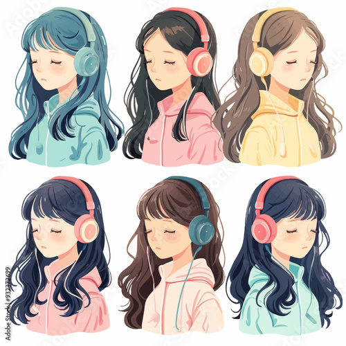 Vector Girl Hearing simple and min