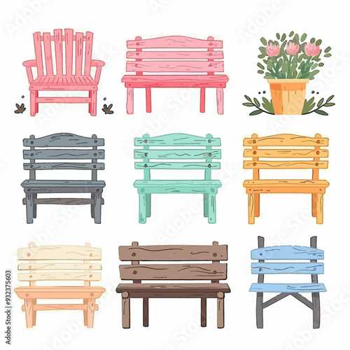 Vector Garden Bench simple and min