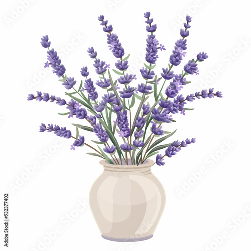 Vector Lavender in vase simple and
