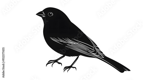 Sparrow vector silhouette illustration isolated on white background. Little city bird portrait symbol.