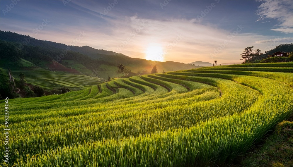 Rice paddy field at sunrise Rice paddy field at sunrise