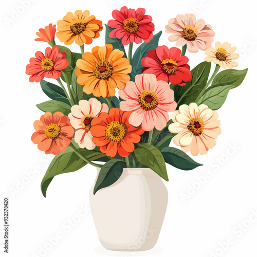 Vector Zinnia in vase simple and m