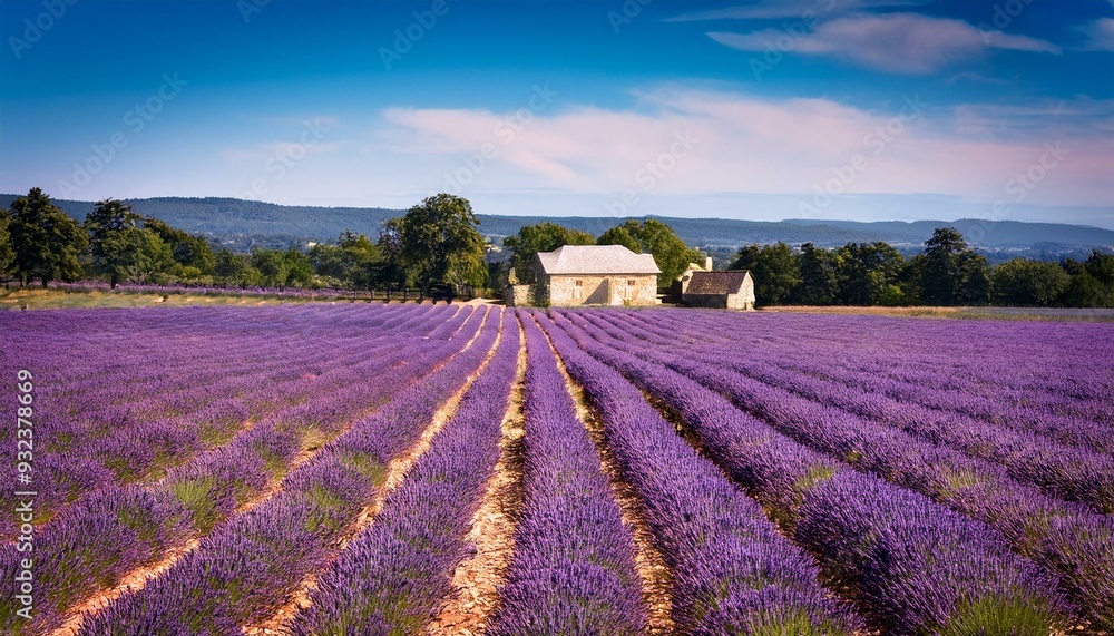 A sun-dappled lavender field A sun-dappled lavender field