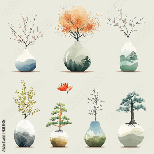 Vector Cedar Tree in vase simple a
