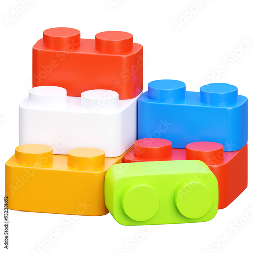 plastic toy bricks 3d illustration photo