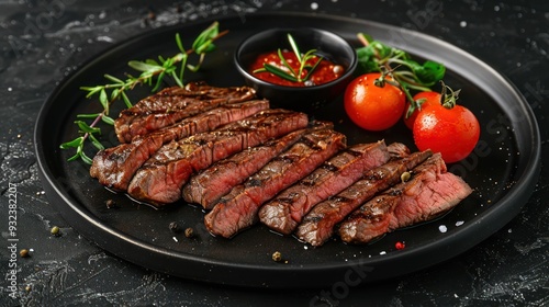 Grilled Steak with Tomato and Rosemary