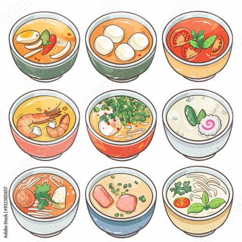 Vector Tom Yum Soup simple and min