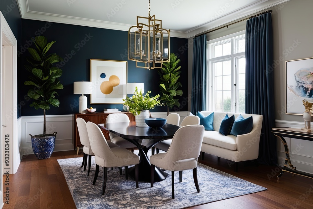 Elegant Sitting Area Design with Trendy Dining Furniture and Plush Upholstered Chairs Elegant Sitting Area Design with Trendy Dining Furniture and Plush Upholstered Chairs
