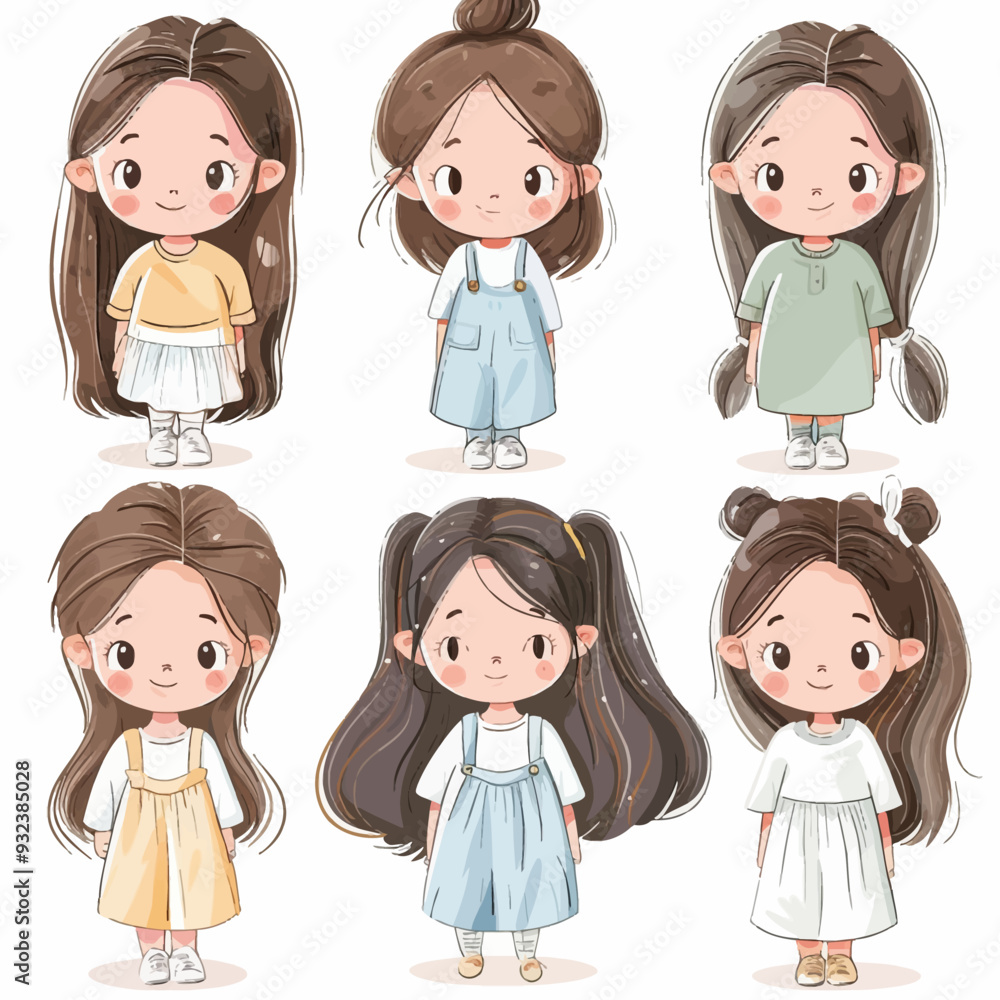 Vector Girl Feeling simple and min