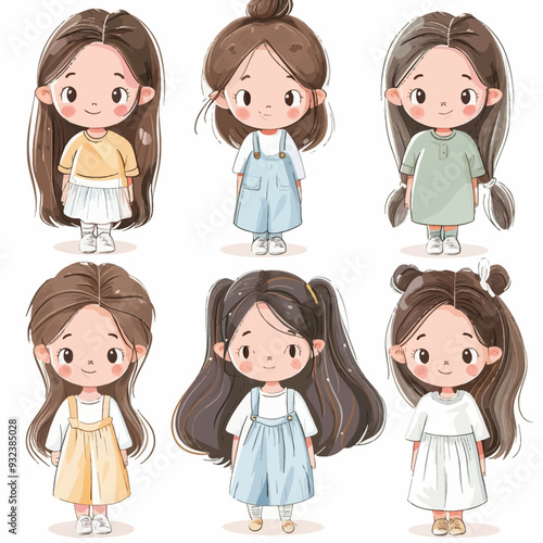 Vector Girl Feeling simple and min