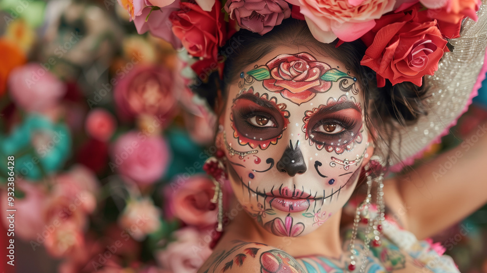 Fototapeta premium Mexican Skull Girl Makeup Portrait