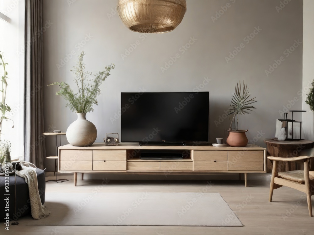 TV cabinet in a scandinavian decor living room TV cabinet in a scandinavian decor living room