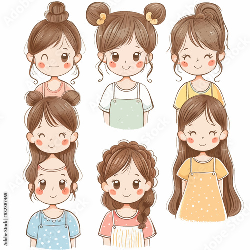Vector Girl Feeling simple and min