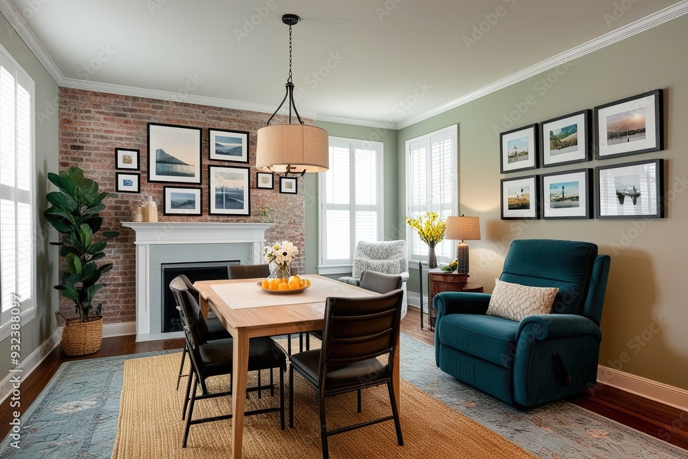 Cozy Living Space Featuring Breakfast Table Comfortable Recliner and Stunning Gallery Wall Cozy Living Space Featuring Breakfast Table Comfortable Recliner and Stunning Gallery Wall