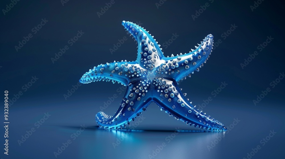 3D vector icon blue starfish design 3D vector icon blue starfish design