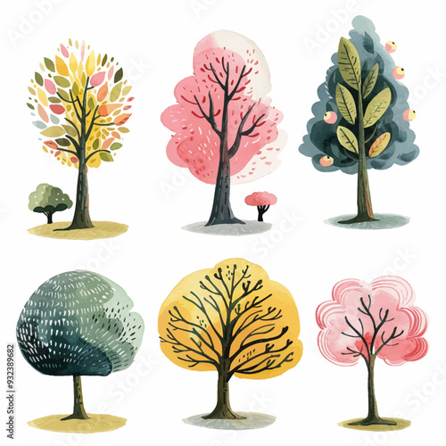 Vector Hickory Tree simple and min