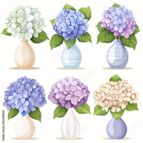 Vector Hydrangea in vase simple an