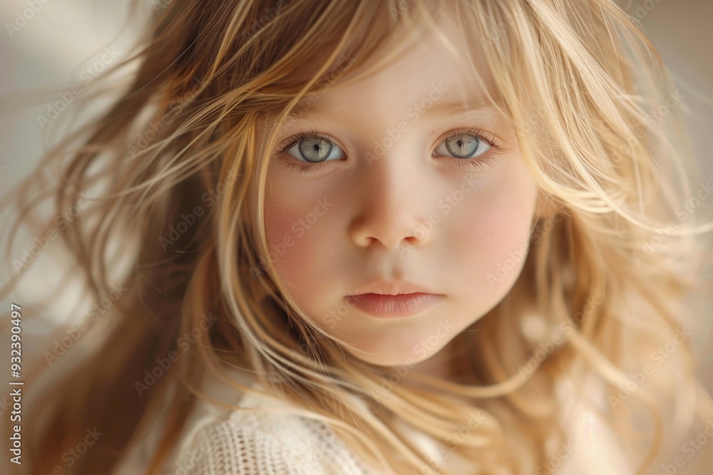 A close-up shot of a young girl's face, focusing on her bright blue eyes A close-up shot of a young girl's face, focusing on her bright blue eyes
