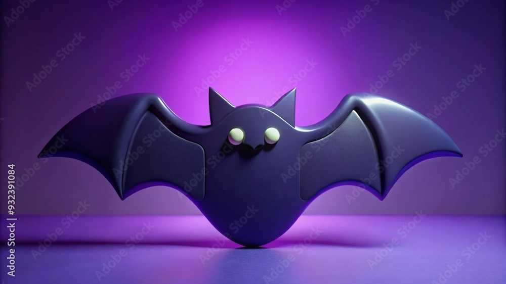 Fototapeta premium Halloween minimalist background, single, stylized bat on purple.