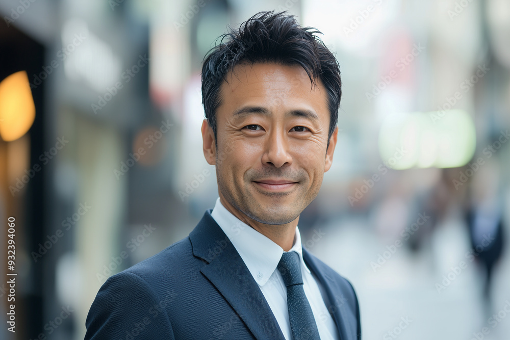 japan, happy, portrait of a businessman in his 40s, looking at the camera, random clothes. modern style japan, happy, portrait of a businessman in his 40s, looking at the camera, random clothes. modern style