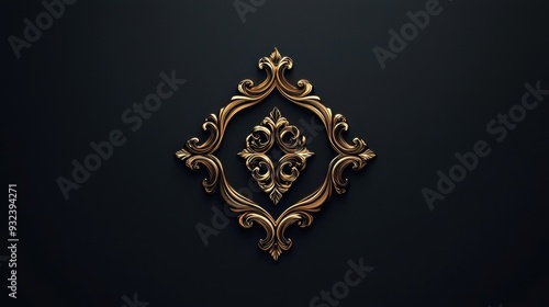 Golden Ornamental Frame on Black Background