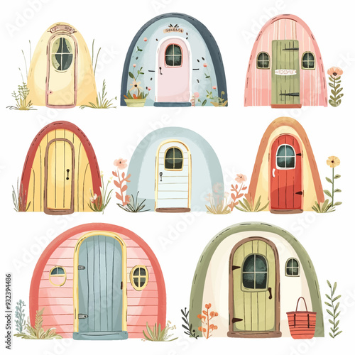 Vector Quonset Hut simple and mini