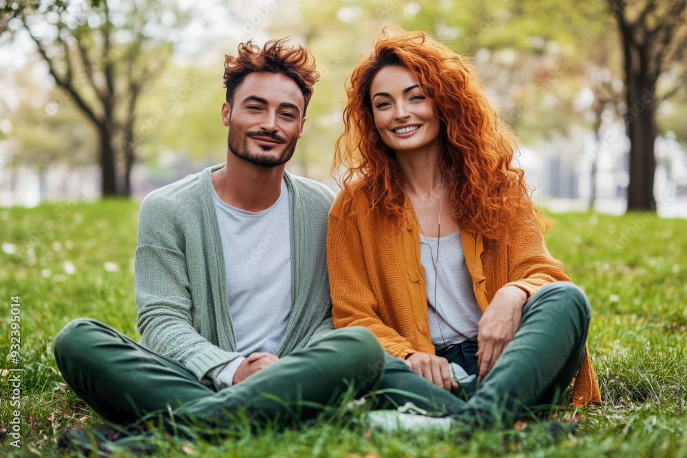 A man and a woman are smiling for the camera A man and a woman are smiling for the camera