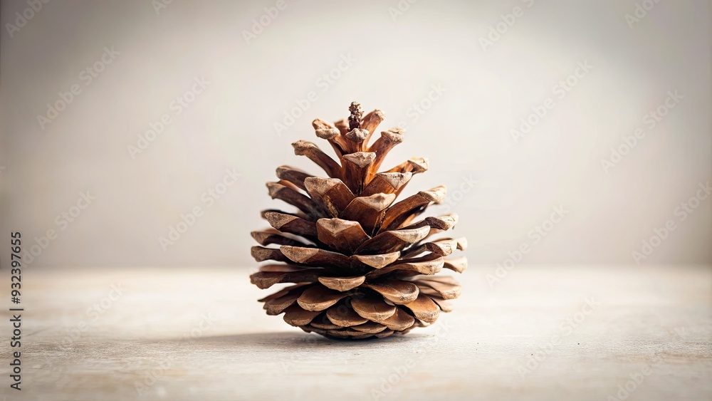 Isolated pinecone centered on a soft, creamy white background with subtle texture, evoking a sense of simplicity, serenity, and rustic charm. Isolated pinecone centered on a soft, creamy white background with subtle texture, evoking a sense of simplicity, serenity, and rustic charm.