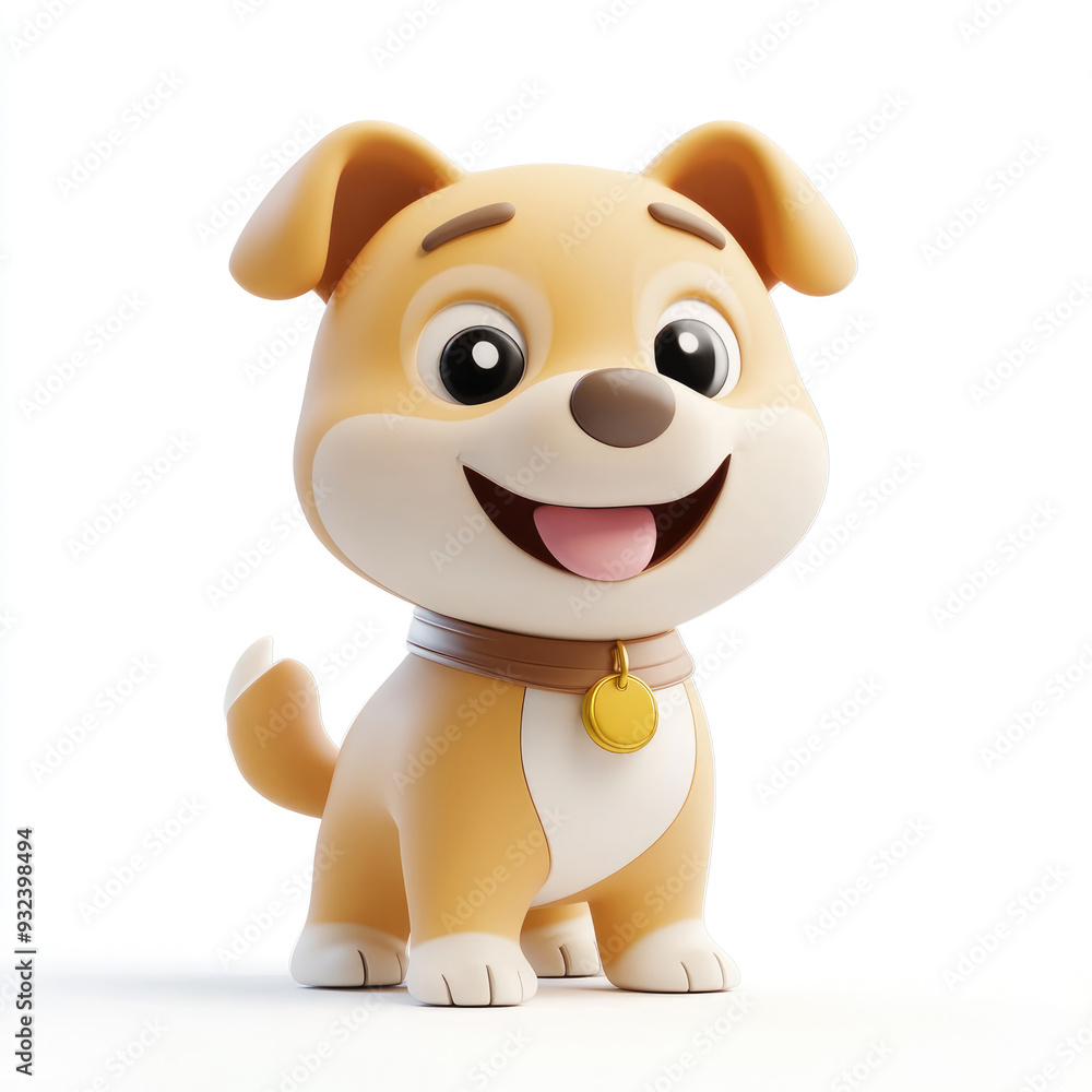 Obraz premium 3D cartoon, a dog. on a solid white background