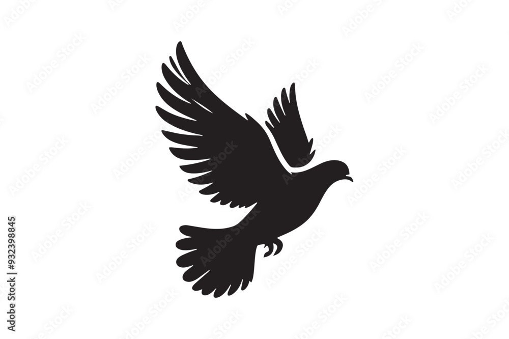 flying a Pigeon (Rock Dove) silhouette image vector art Design In White background.eps flying a Pigeon (Rock Dove) silhouette image vector art Design In White background.eps