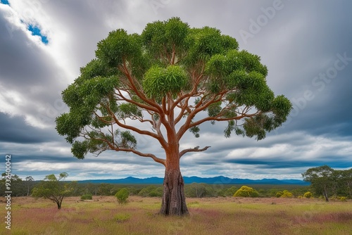 Wallpaper Mural Vibrant Nature Landscape Featuring Elaeocarpus Eumundi Tree Under Dramatic Cloudy Skies Torontodigital.ca