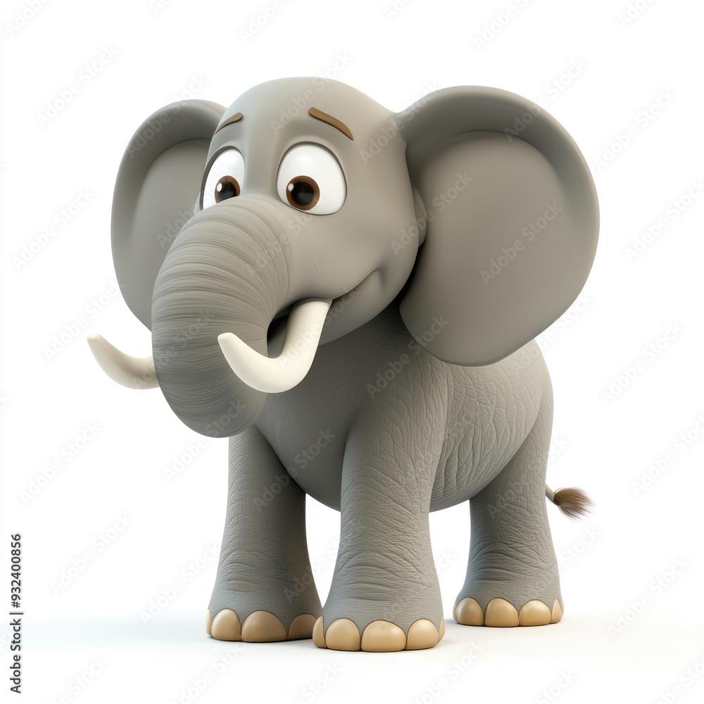 Obraz premium 3D cartoon, an elephant. on a solid white background