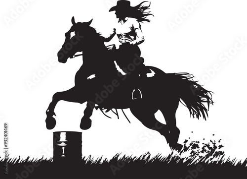 Barrel Racing Girl Horse Rider Silhouette