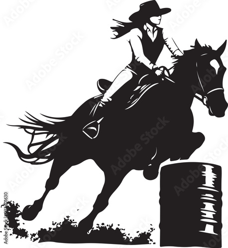 Barrel Racing Girl Horse Rider Silhouette