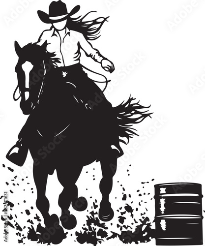 Barrel Racing Girl Horse Rider Silhouette