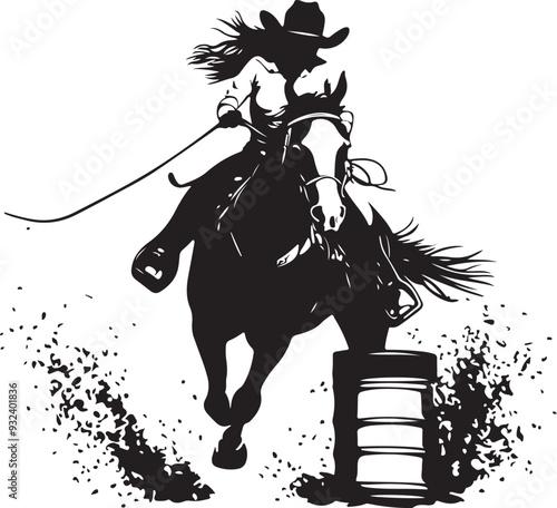 Barrel Racing Girl Horse Rider Silhouette