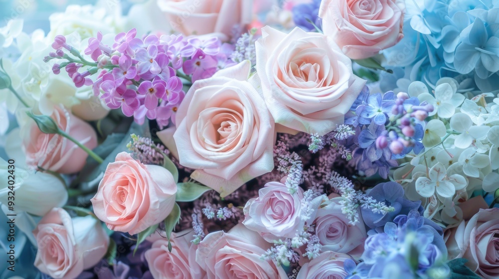 A detailed view of a colorful arrangement of flowers A detailed view of a colorful arrangement of flowers
