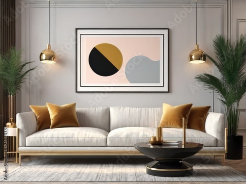 close up mock poster frame with modern interior background aesthetic living room aesthetic