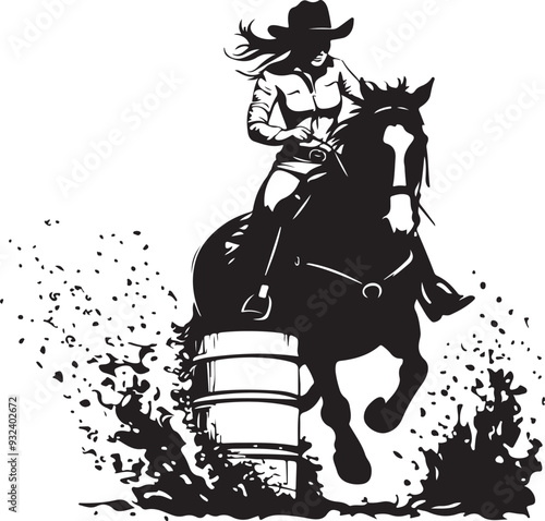 Barrel Racing Girl Horse Rider Silhouette