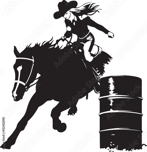 Barrel Racing Girl Horse Rider Silhouette