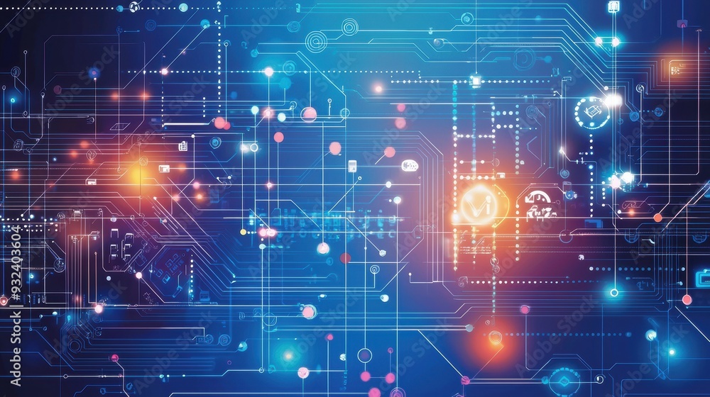 Abstract Futuristic Technology Background with Circuit Board Pattern and Glowing Lights Abstract Futuristic Technology Background with Circuit Board Pattern and Glowing Lights