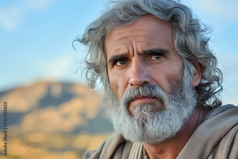 Thoughtful old man gazing at the camera in ancient Israel Thoughtful old man gazing at the camera in ancient Israel