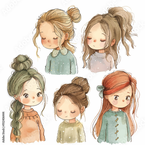 Vector Girl Feeling simple and min