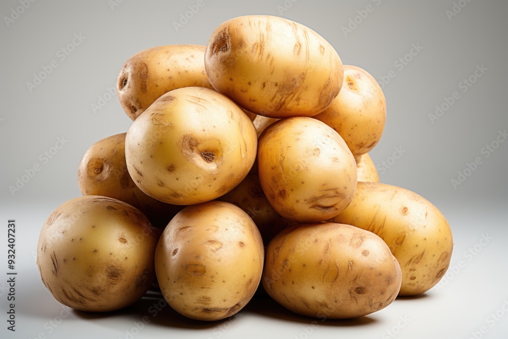 Raw potato, isolated in the white background with cutout, generative IA Raw potato, isolated in the white background with cutout, generative IA