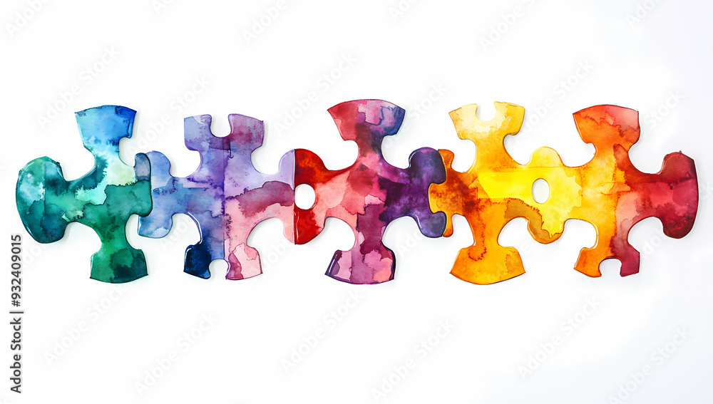 Colorful puzzle pieces symbolize connection among people with autoimmune conditions. Colorful puzzle pieces symbolize connection among people with autoimmune conditions.